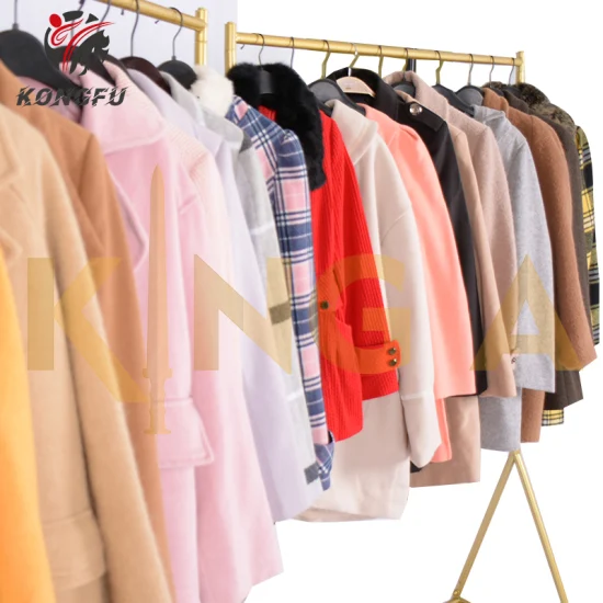 Venta al por mayor gran promoción Japón coreano mujeres Tweed borlas estambre abrigo ropa de segunda mano Bale ropa usada
