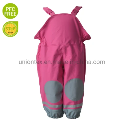 Pantalones de lluvia de PU para niña Pantalones con pechera de lluvia